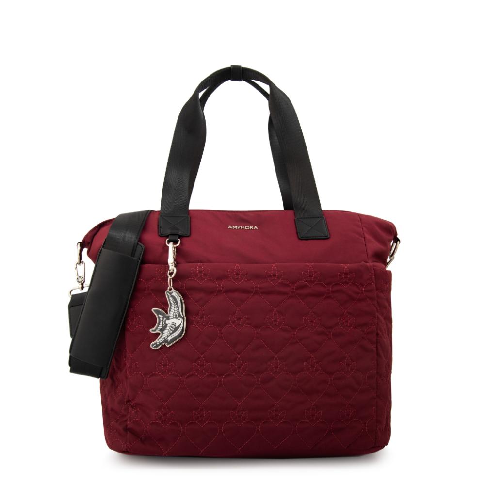 Cartera tote porta notebook fabula rojo oscuro