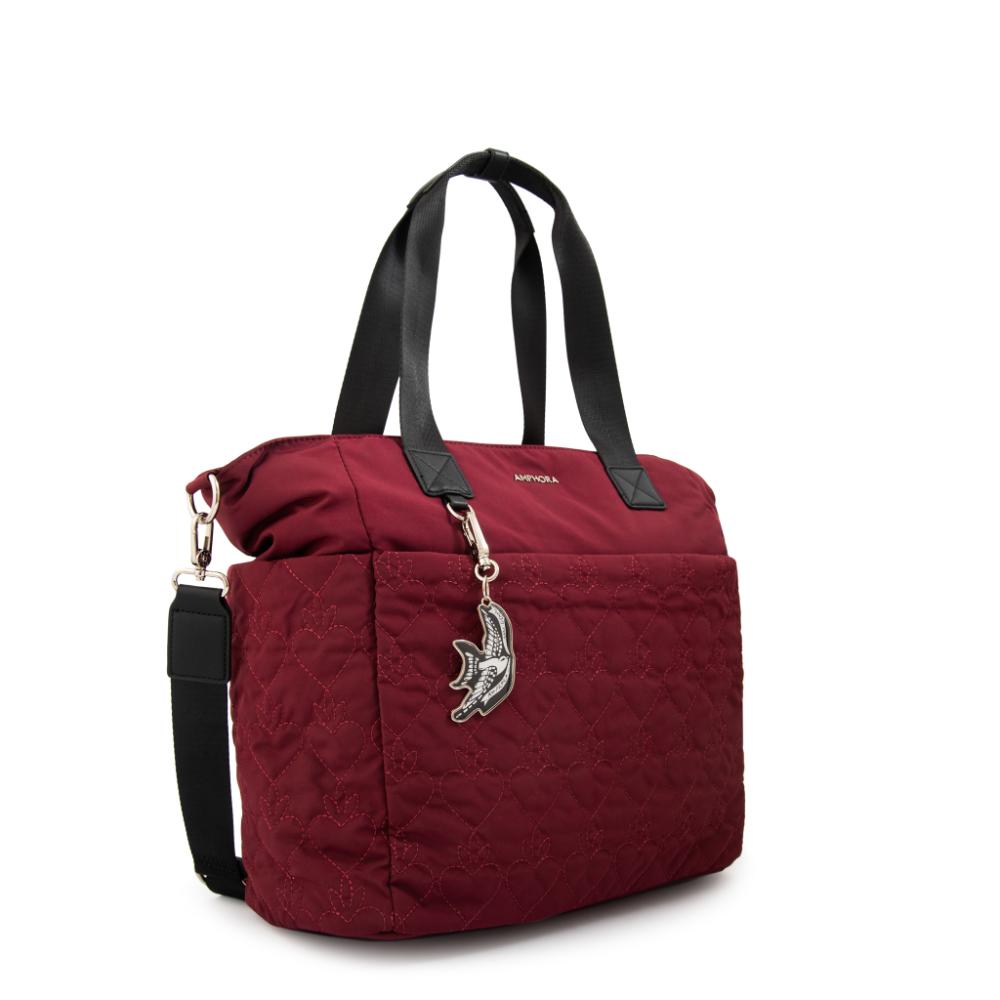 Cartera tote porta notebook fabula rojo oscuro