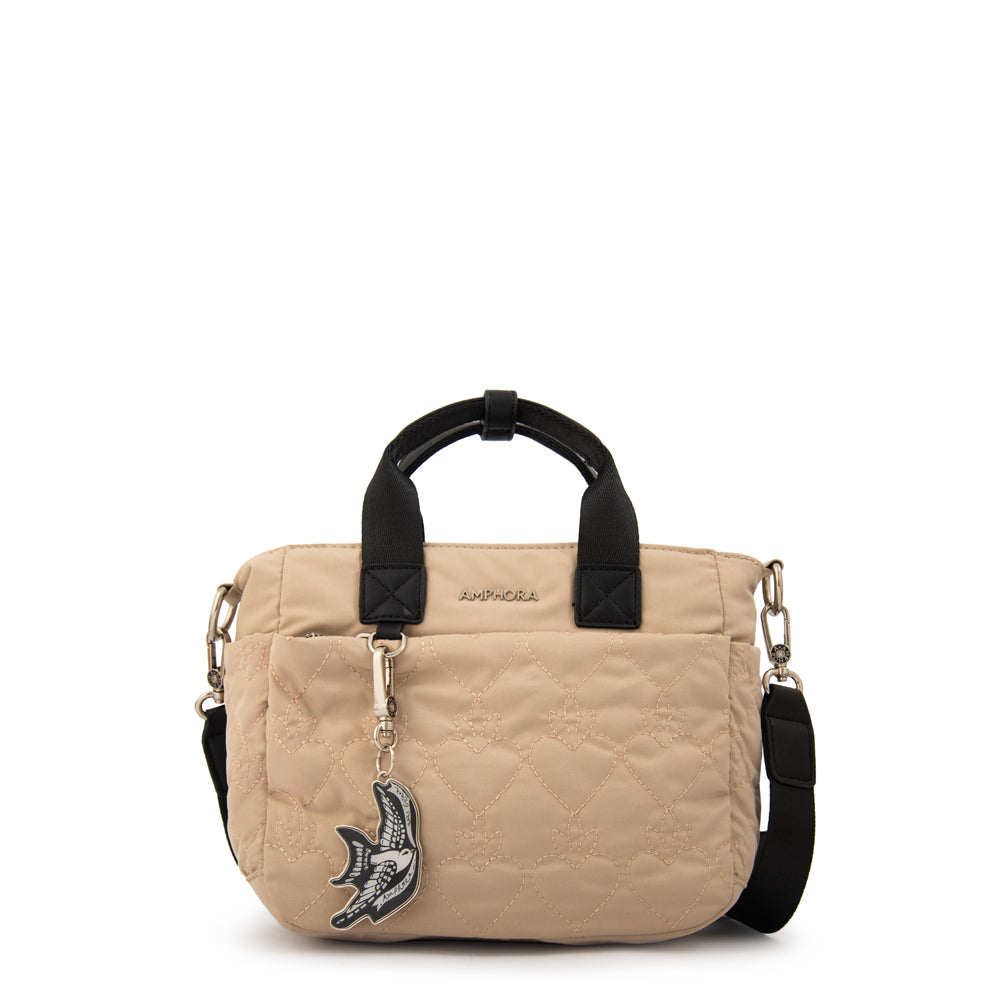 Cartera bandolera con asas fabula beige
