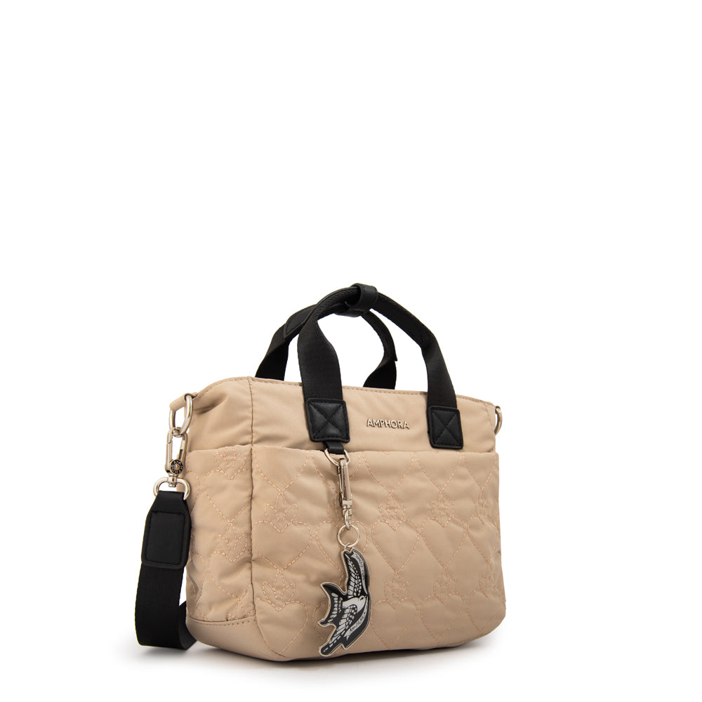 Cartera bandolera con asas fabula beige