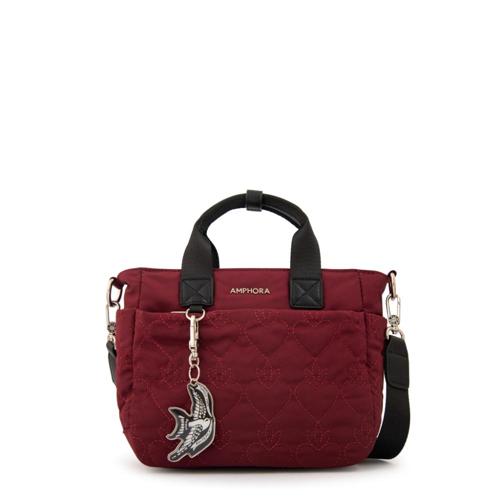 Cartera bandolera con asas fabula rojo oscuro