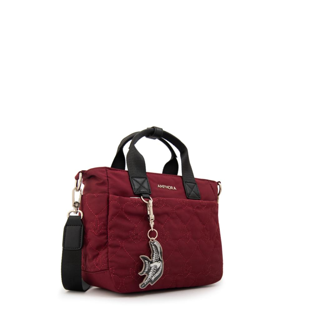 Cartera bandolera con asas fabula rojo oscuro