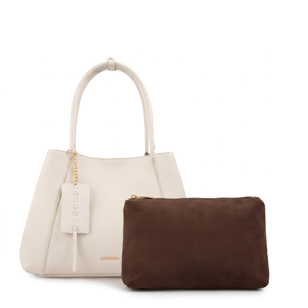 Cartera tote nix grande blanco crudo
