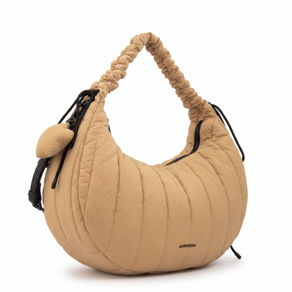 Cartera corte oval adriana mediana beige