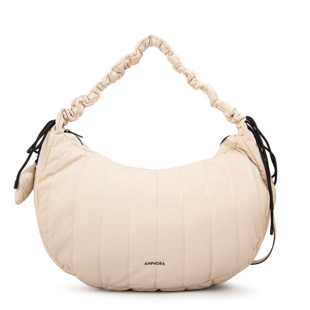Cartera corte oval adriana mediana blanco crudo