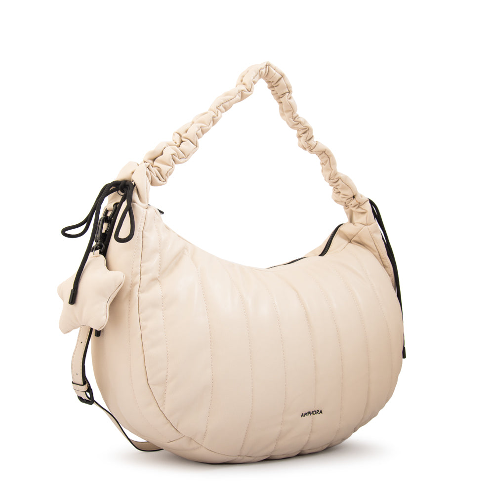 Cartera corte oval adriana mediana blanco crudo