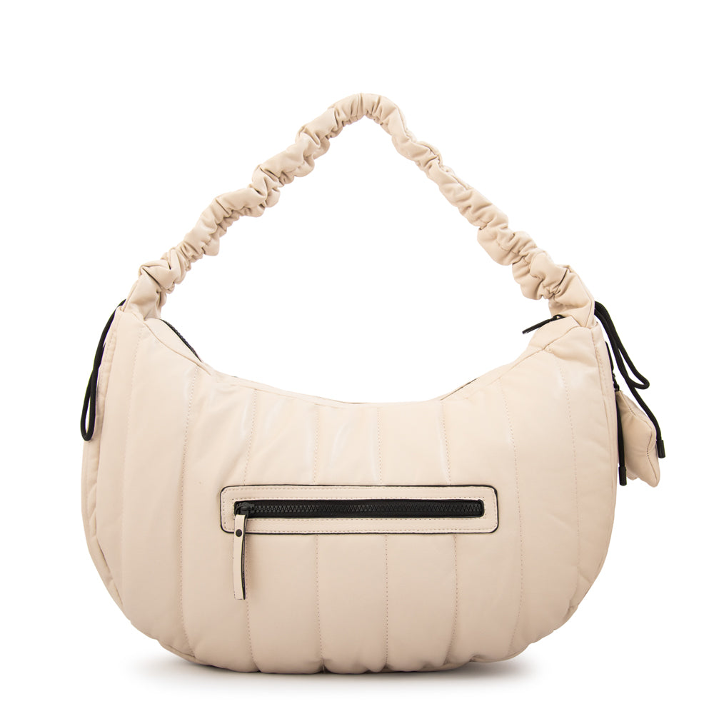 Cartera corte oval adriana mediana blanco crudo
