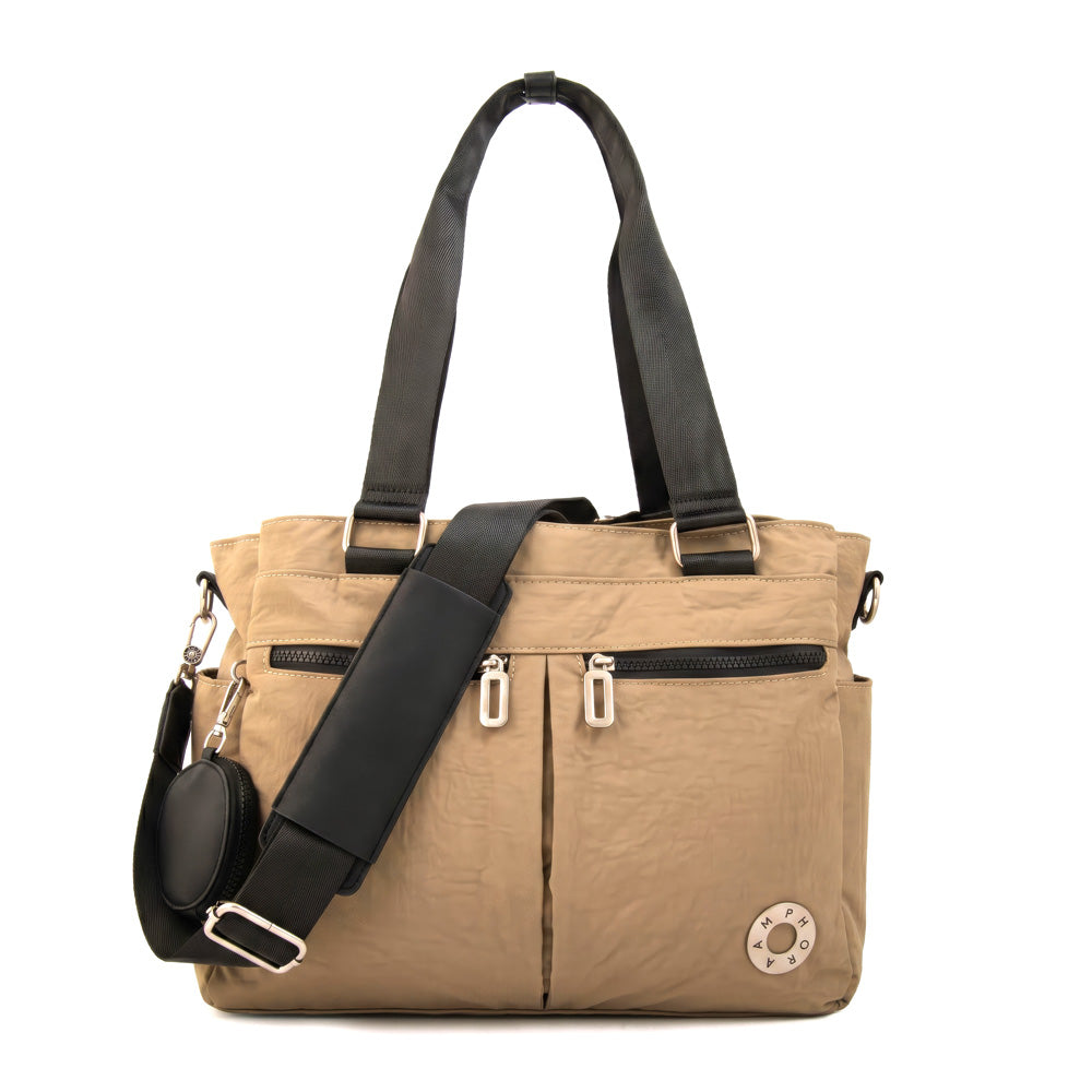 Cartera tote porta notebook vesna beige oscuro
