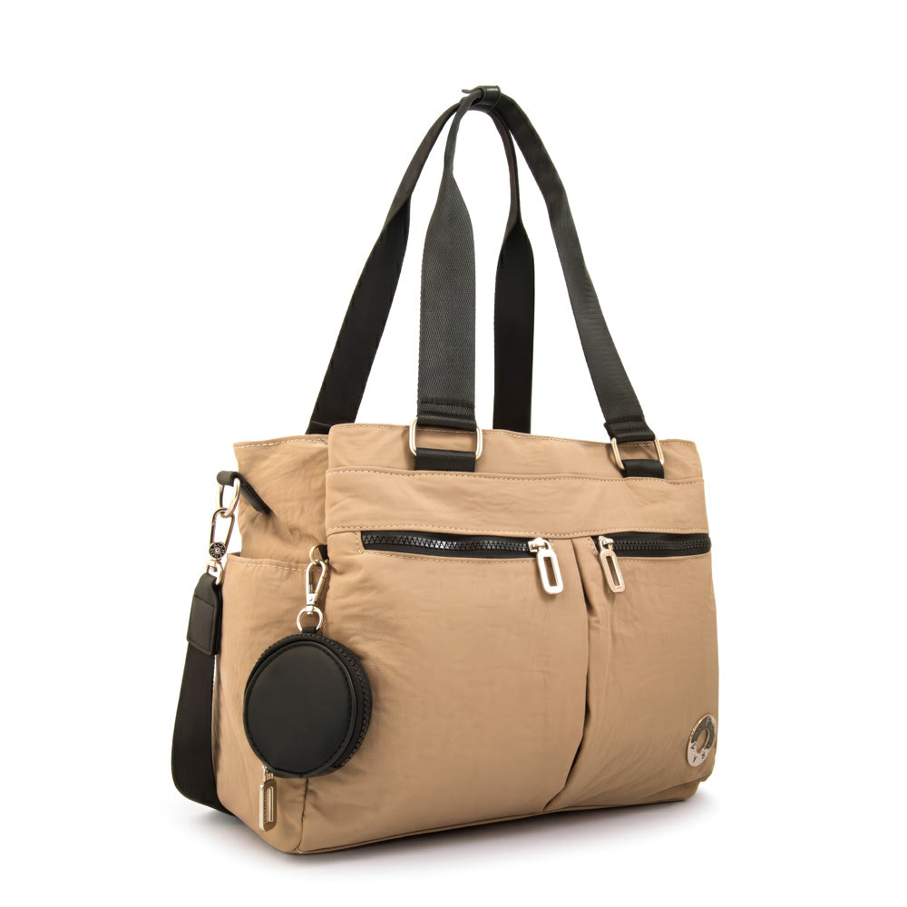 Cartera tote porta notebook vesna beige oscuro