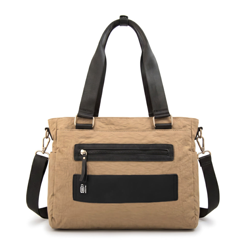Cartera tote porta notebook vesna beige oscuro