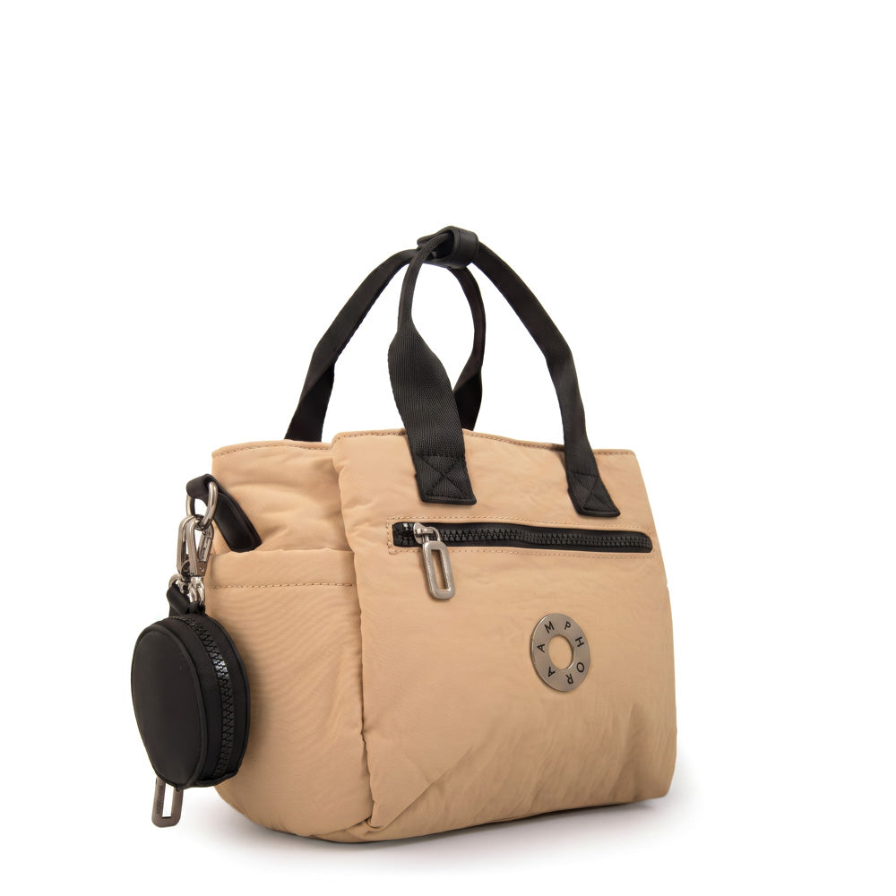 Cartera bandolera con asas vesna grande beige oscuro