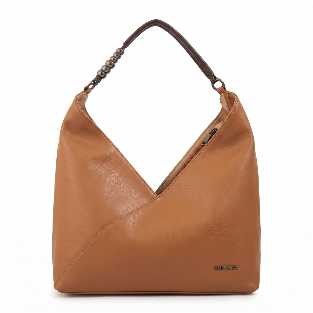 Cartera corte recto saria mediana camel