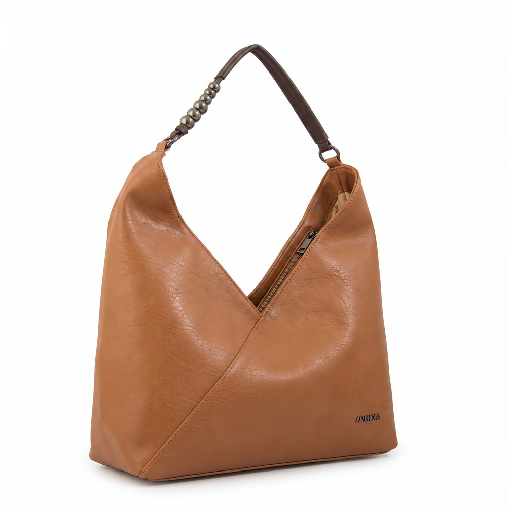 Cartera corte recto saria mediana camel
