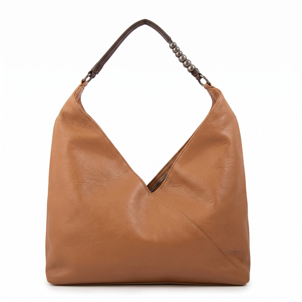 Cartera corte recto saria mediana camel