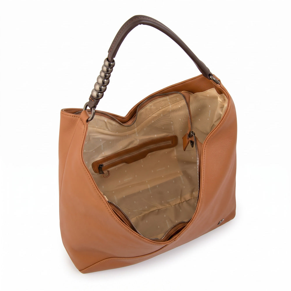 Cartera corte recto saria mediana camel