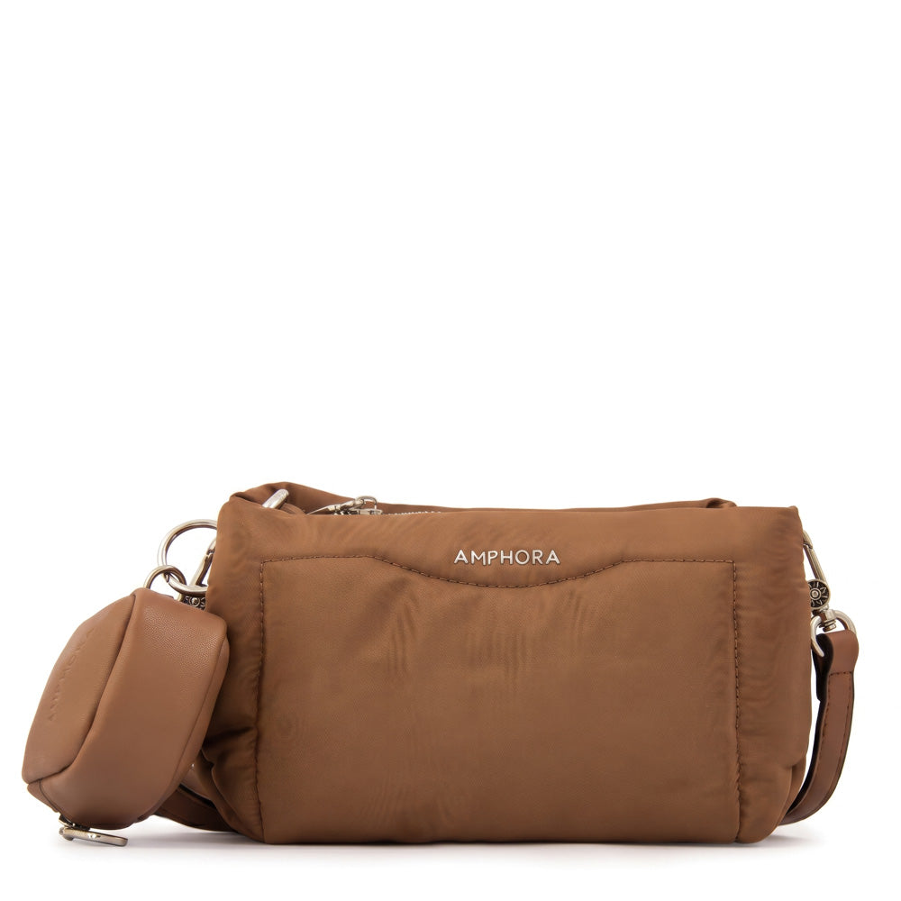 Cartera bandolera clio pequeña beige oscuro