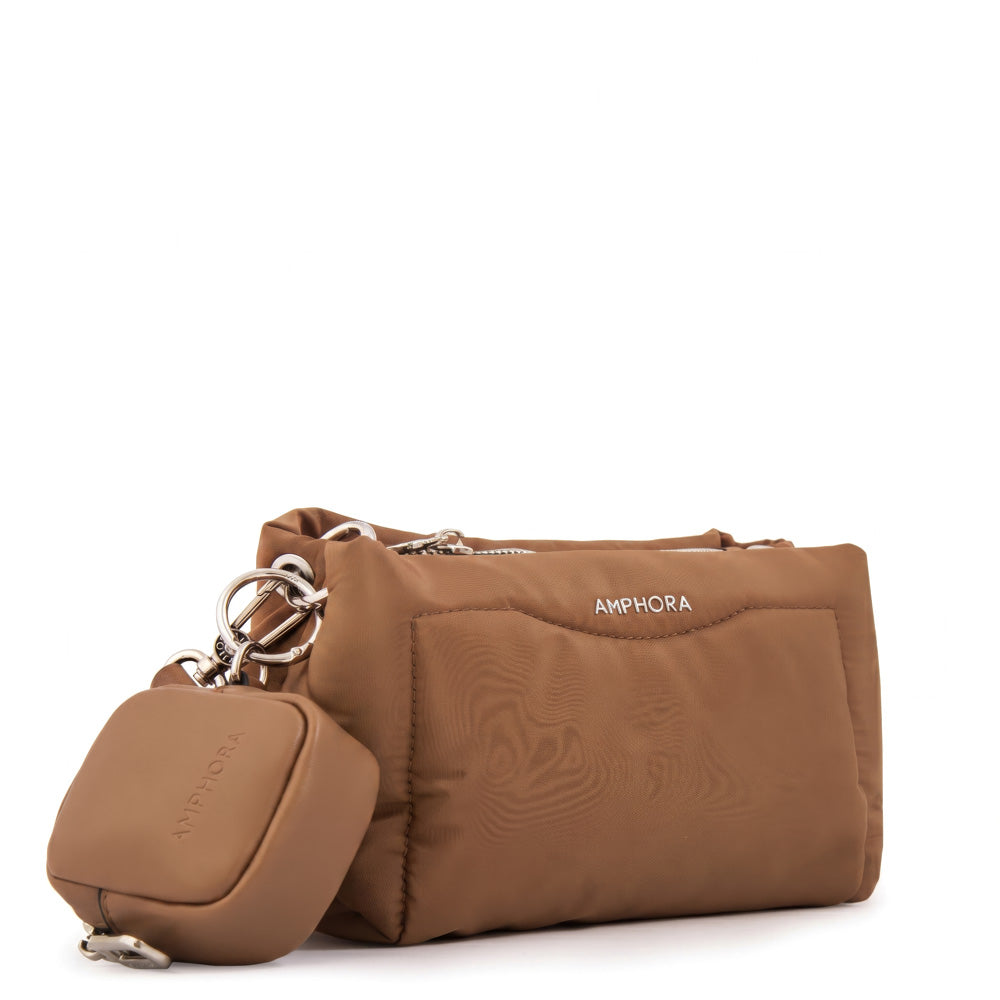 Cartera bandolera clio pequeña beige oscuro
