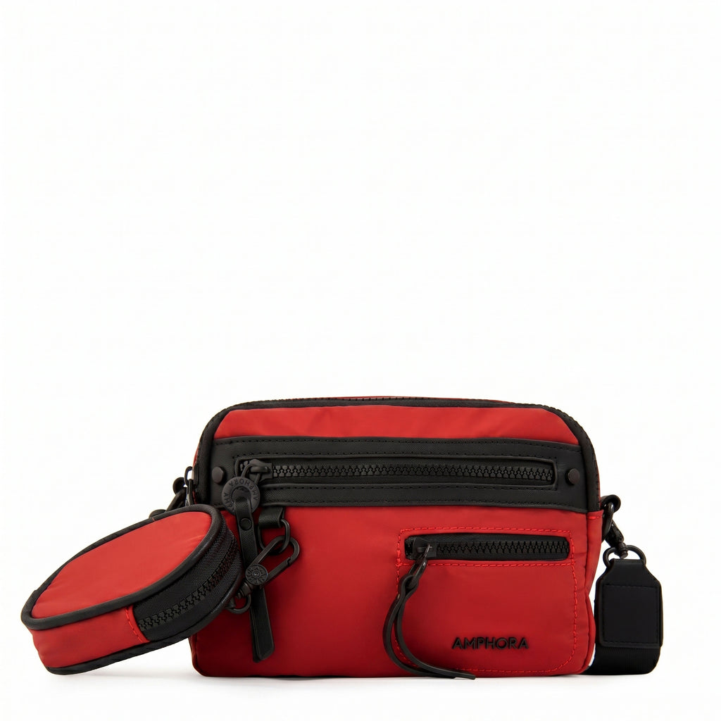 Cartera bandolera abril pequeña rojo oscuro