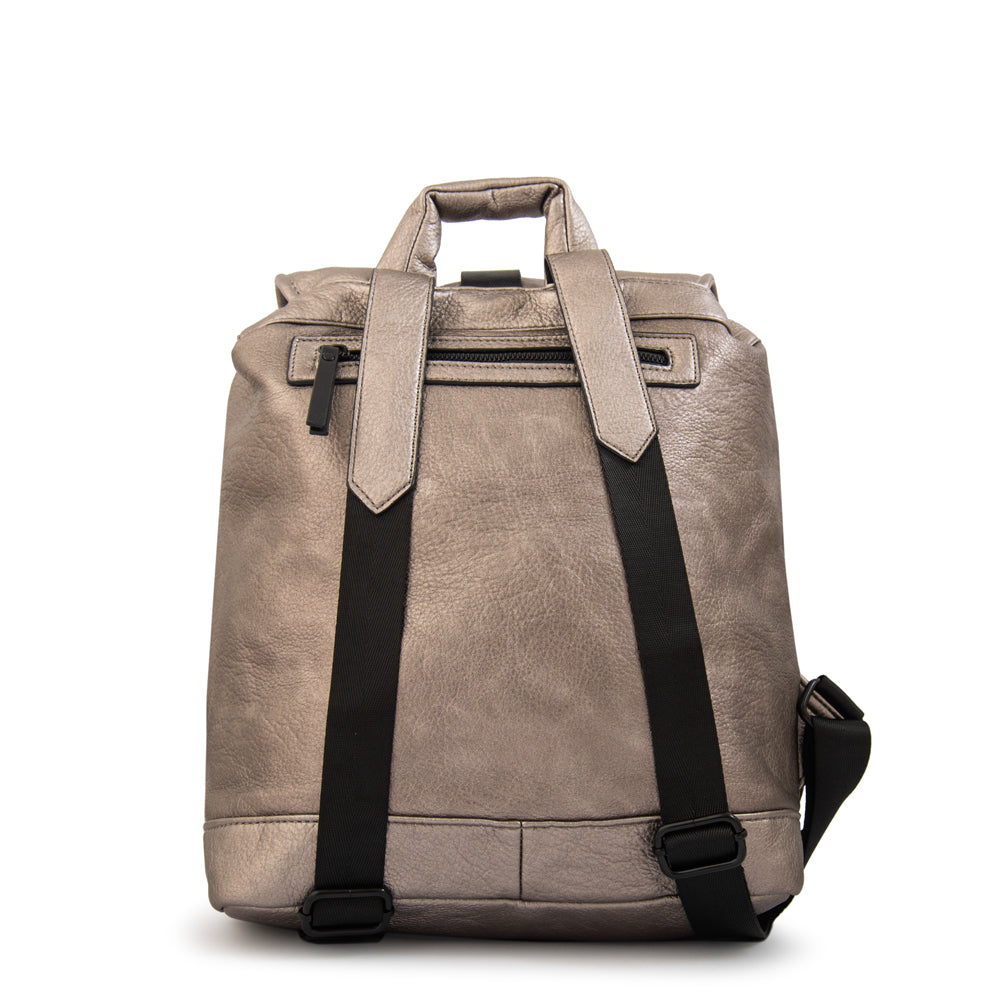 Mochila suki mediana plateado oscuro