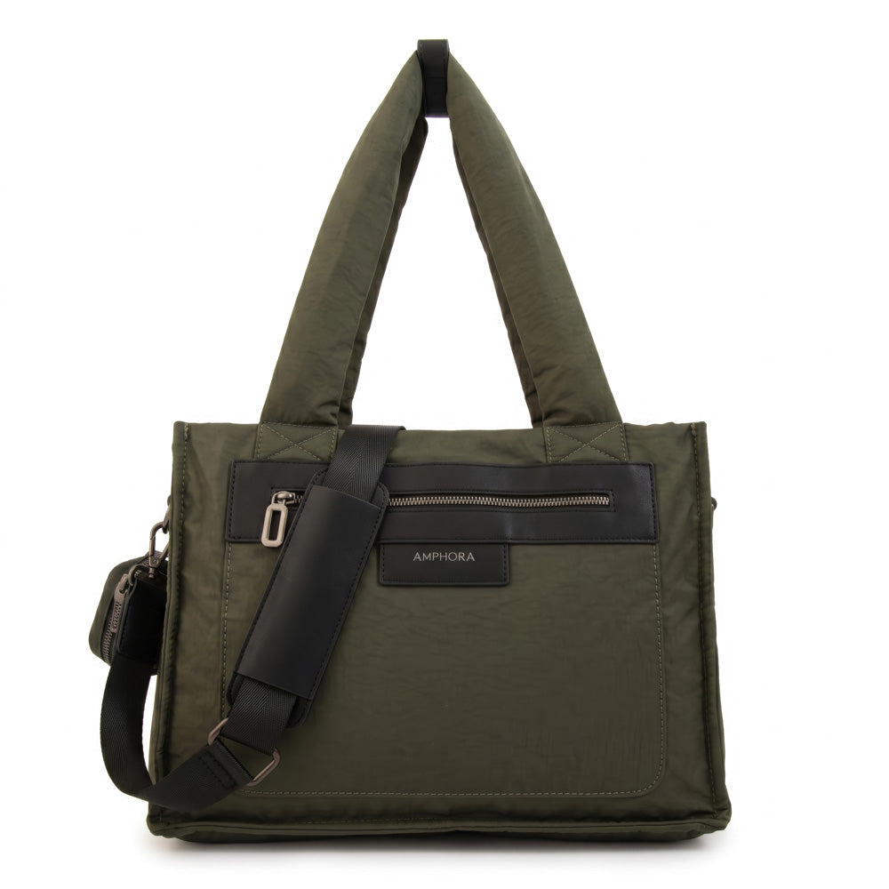 Cartera tote porta notebook daliet verde oliva
