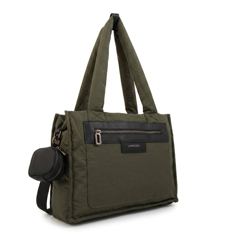 Cartera tote porta notebook daliet verde oliva