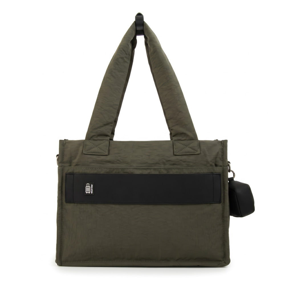 Cartera tote porta notebook daliet verde oliva