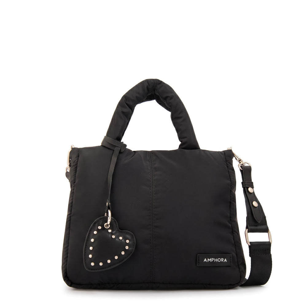 Cartera bandolera con asas luz mediana negro