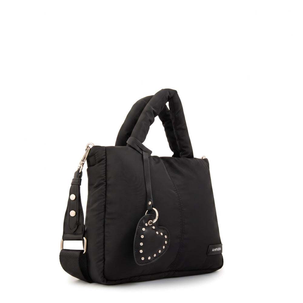 Cartera bandolera con asas luz mediana negro
