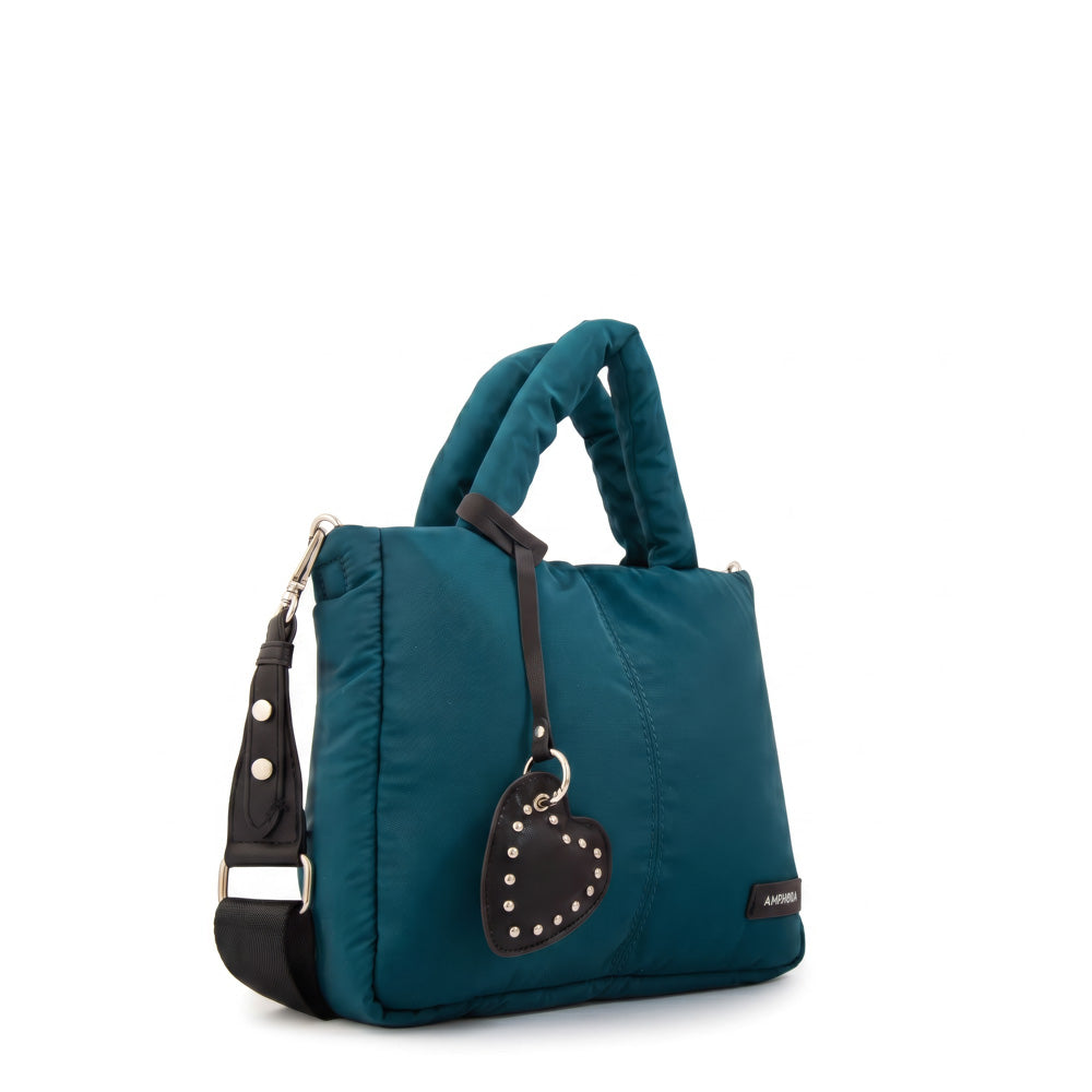 Cartera bandolera con asas luz mediana petroleo