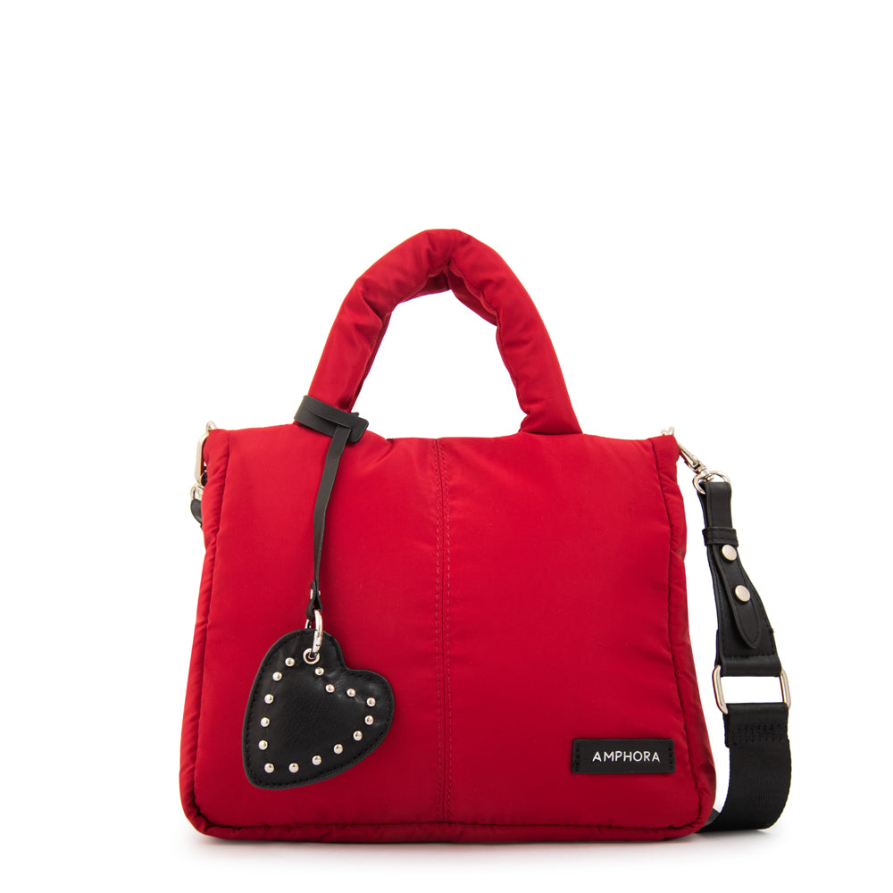 Cartera bandolera con asas luz mediana rojo oscuro
