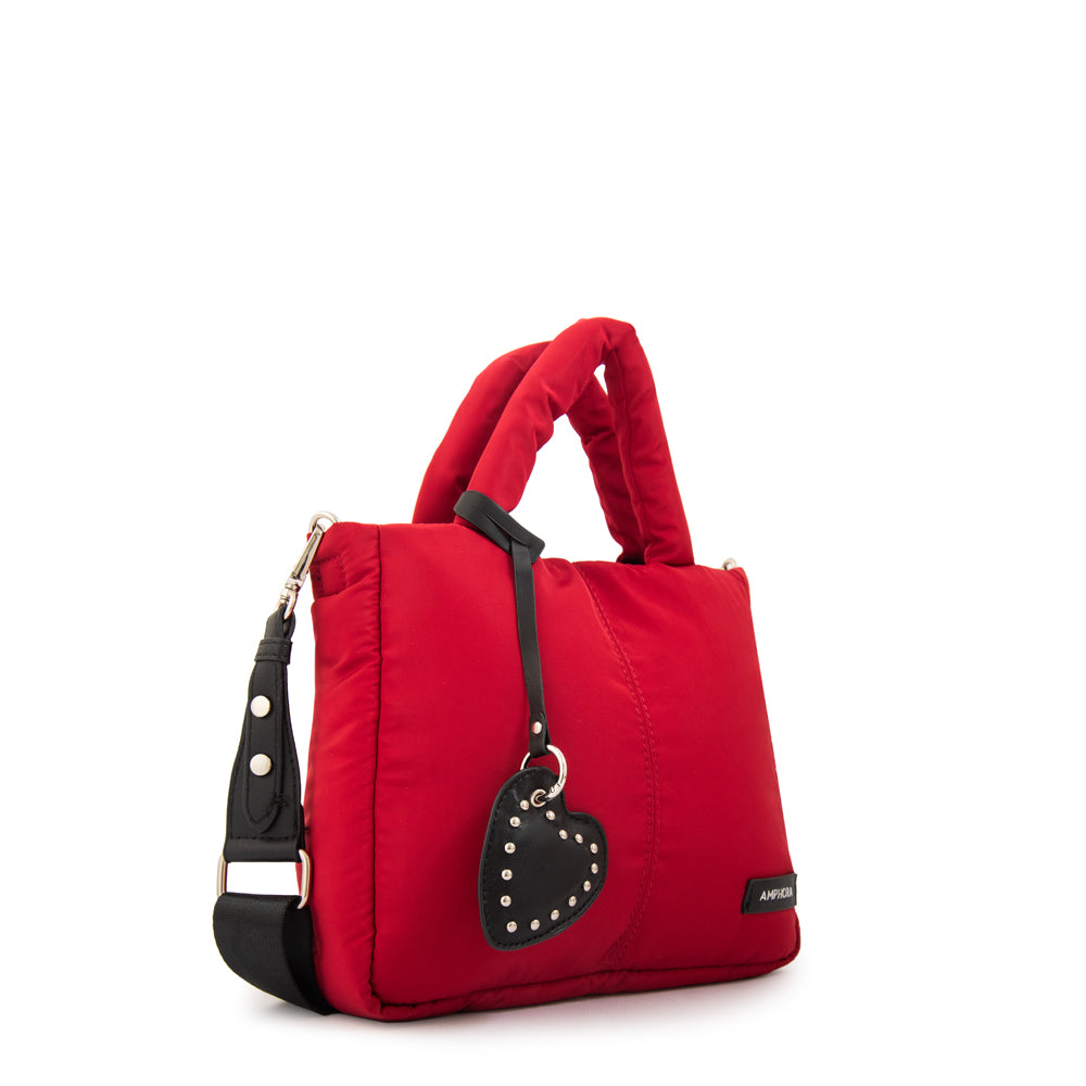 Cartera bandolera con asas luz mediana rojo oscuro