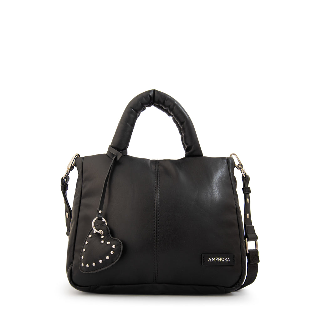 Cartera bandolera con asas luz mediana negro
