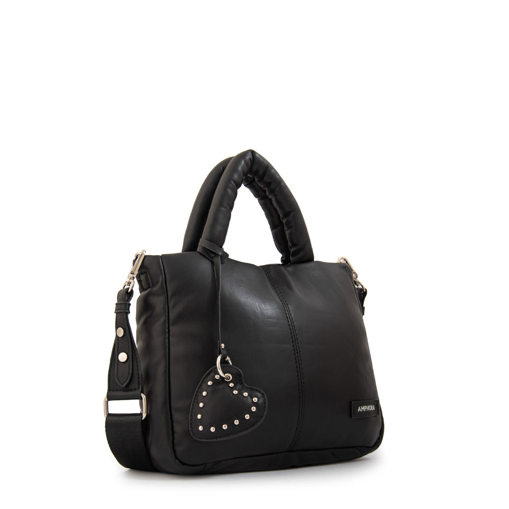Cartera bandolera con asas luz mediana negro