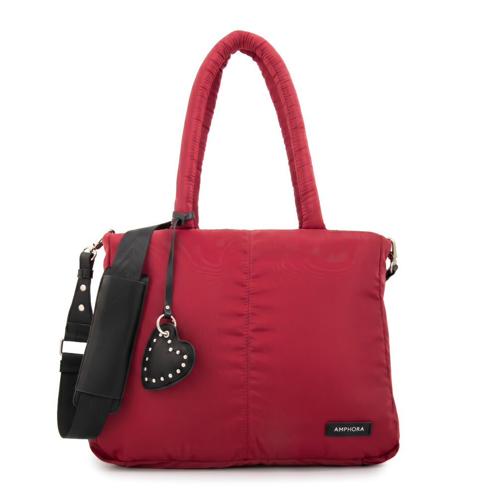 Cartera tote porta notebook luz rojo oscuro
