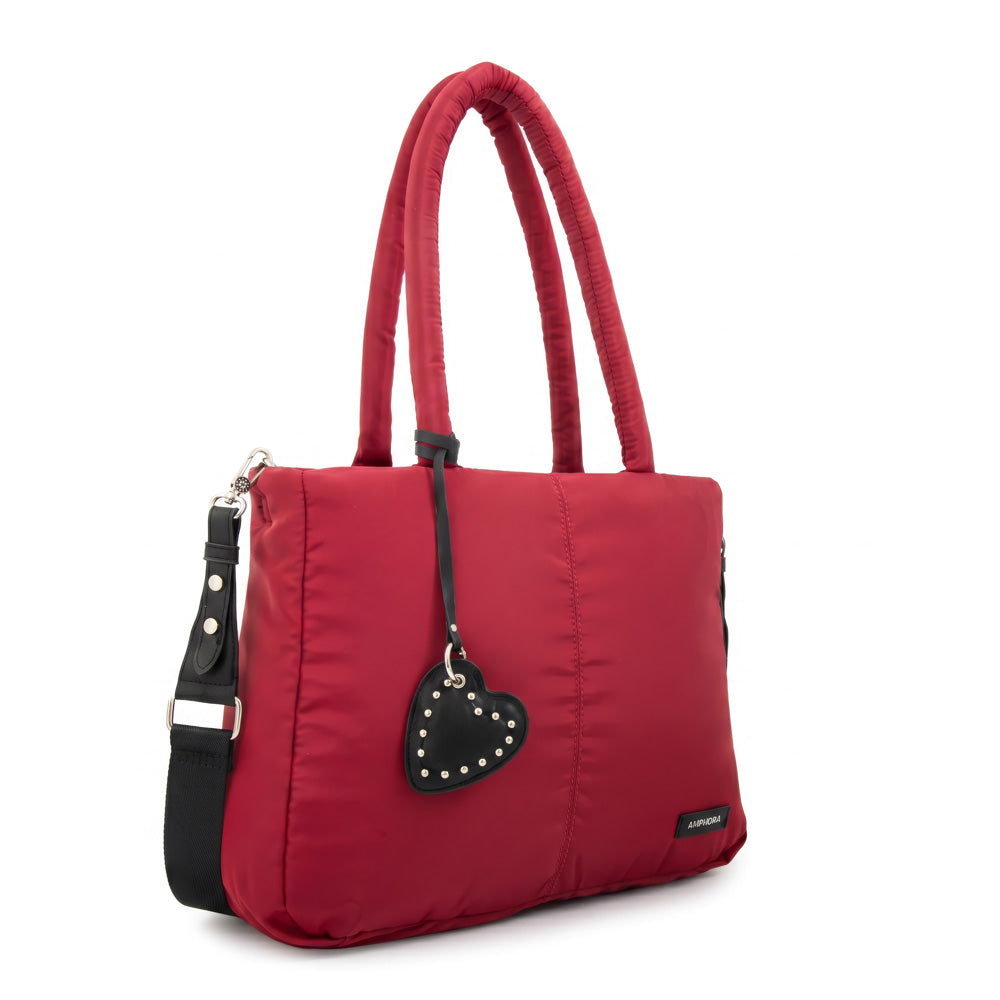 Cartera tote porta notebook luz rojo oscuro
