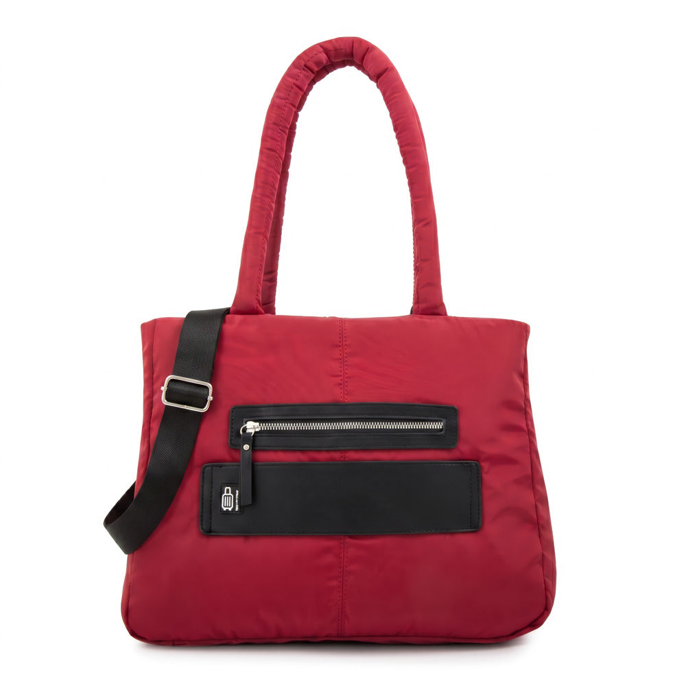 Cartera tote porta notebook luz rojo oscuro