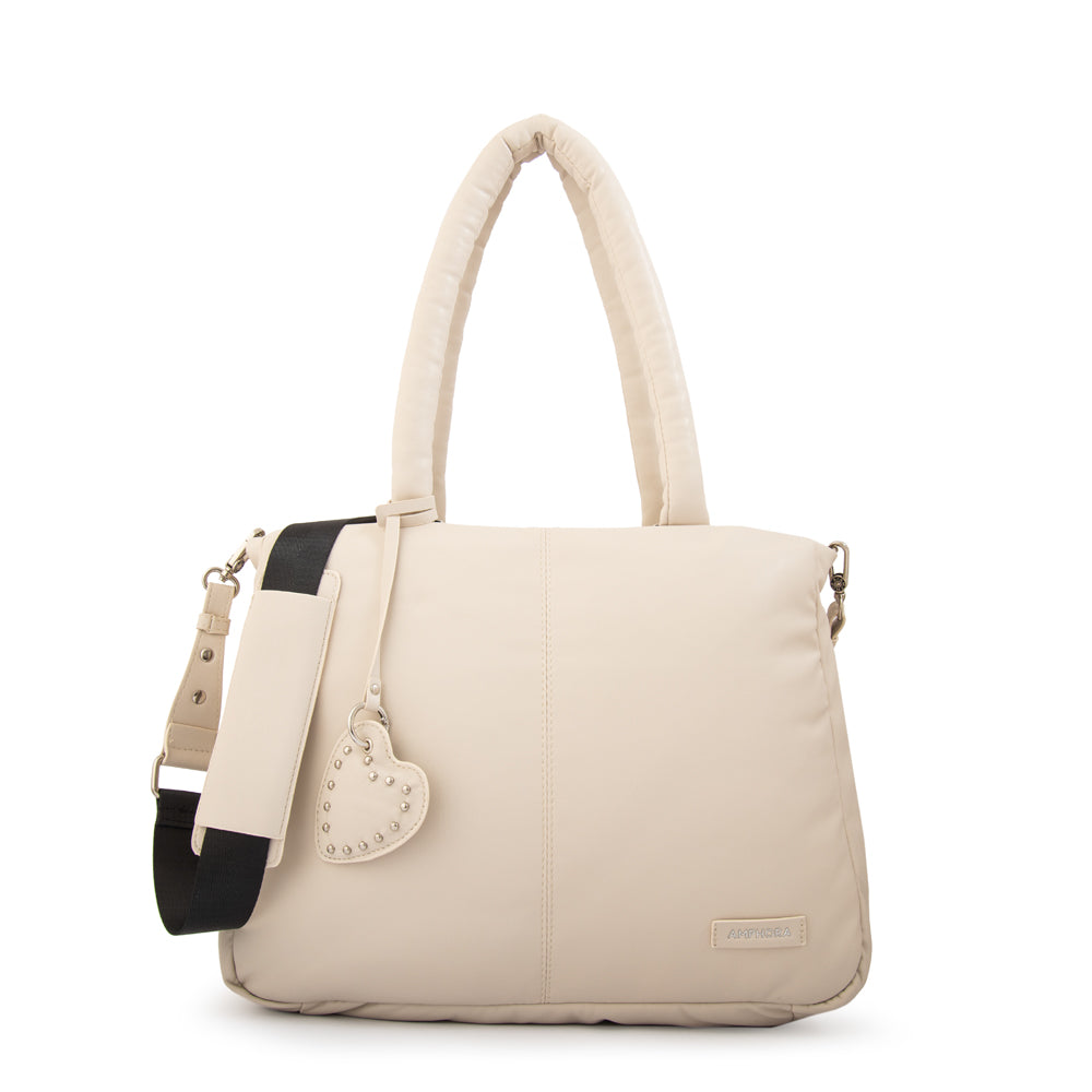 Cartera tote porta notebook luz blanco crudo