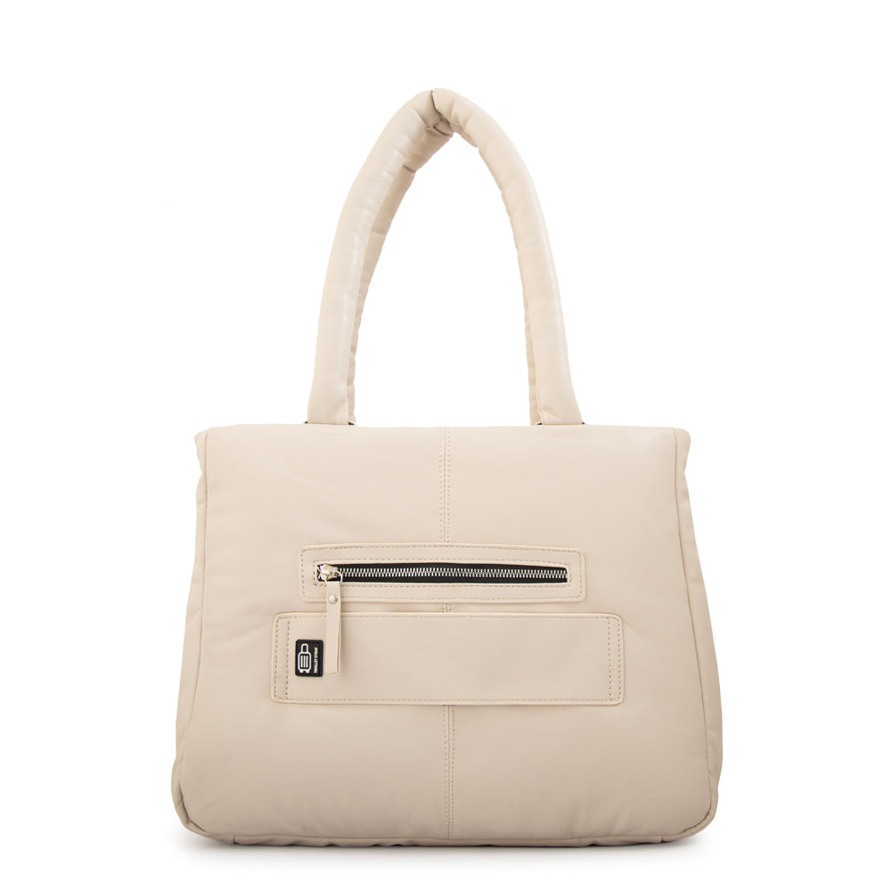 Cartera tote porta notebook luz blanco crudo
