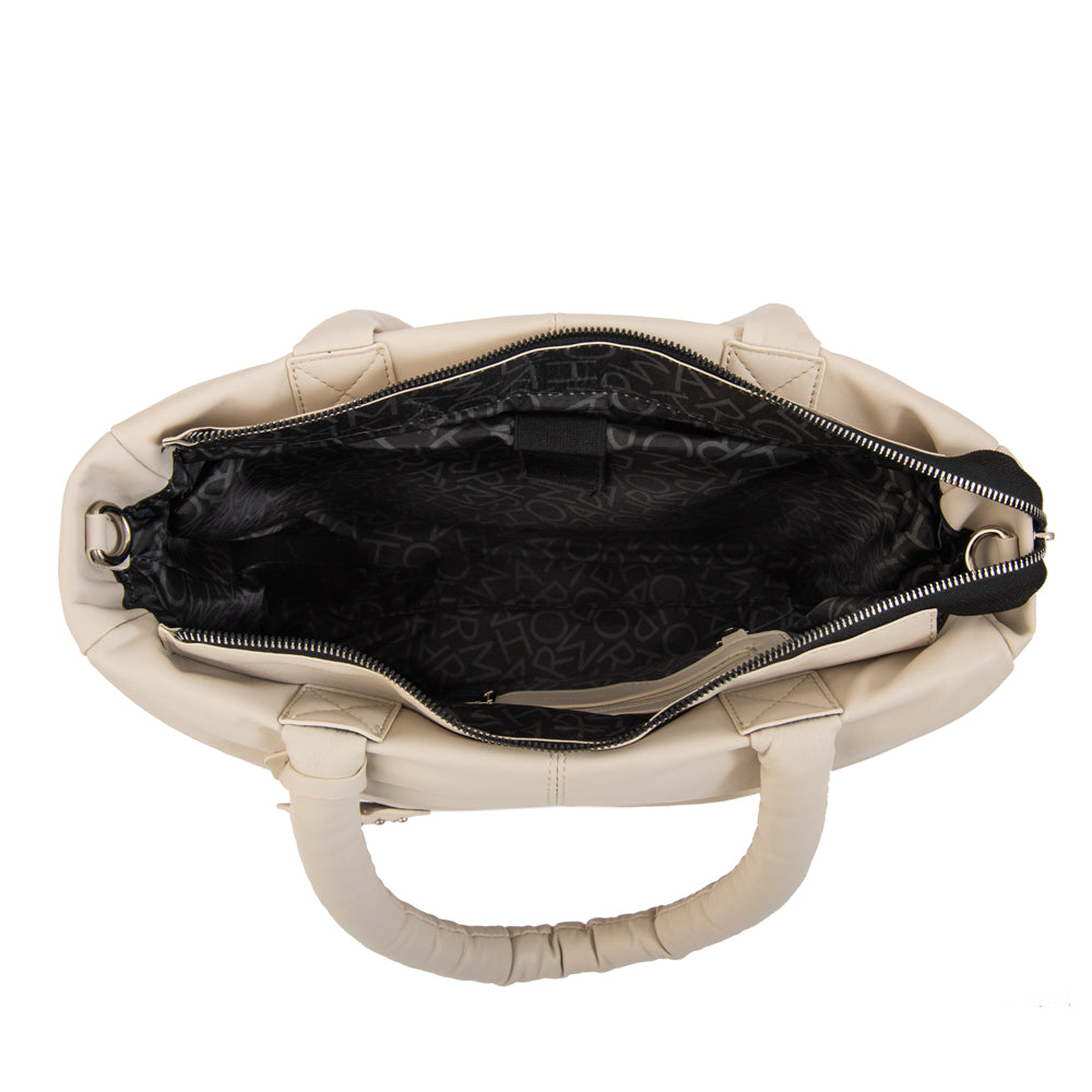 Cartera tote porta notebook luz blanco crudo