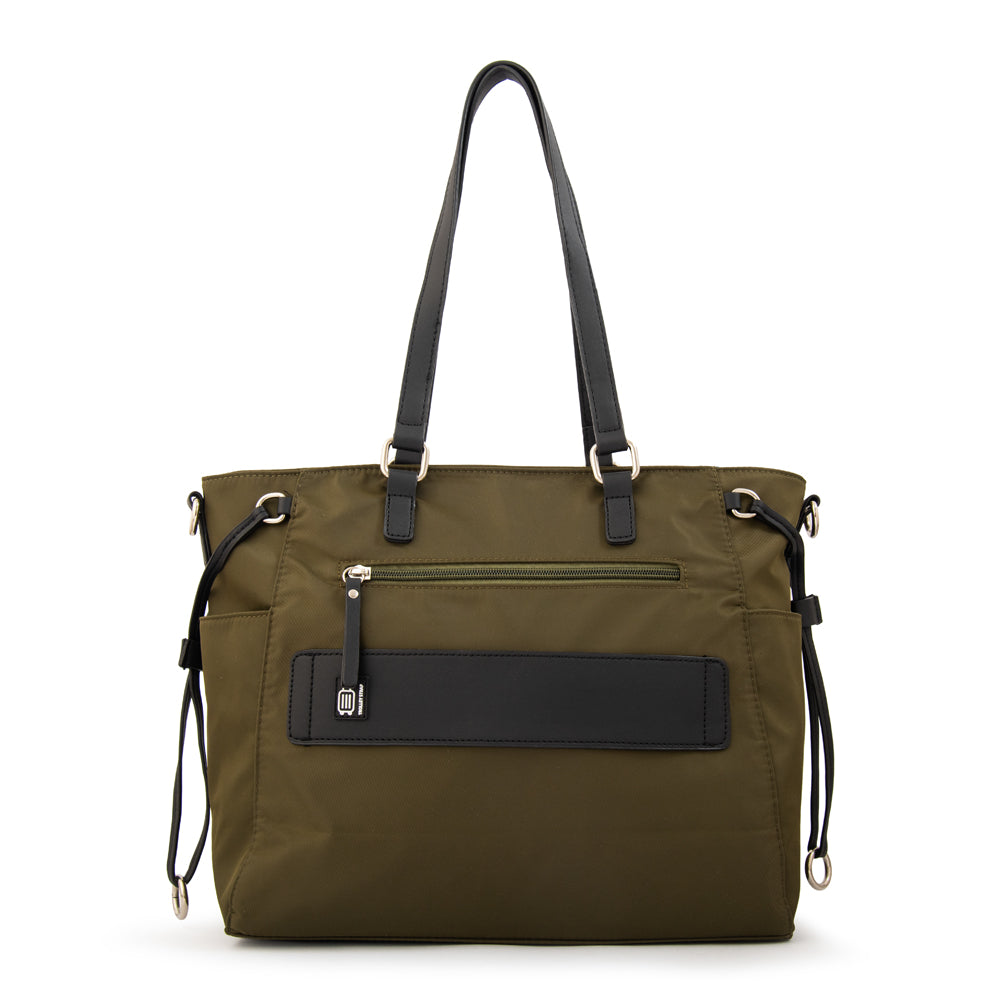 Cartera tote porta notebook romina verde oliva