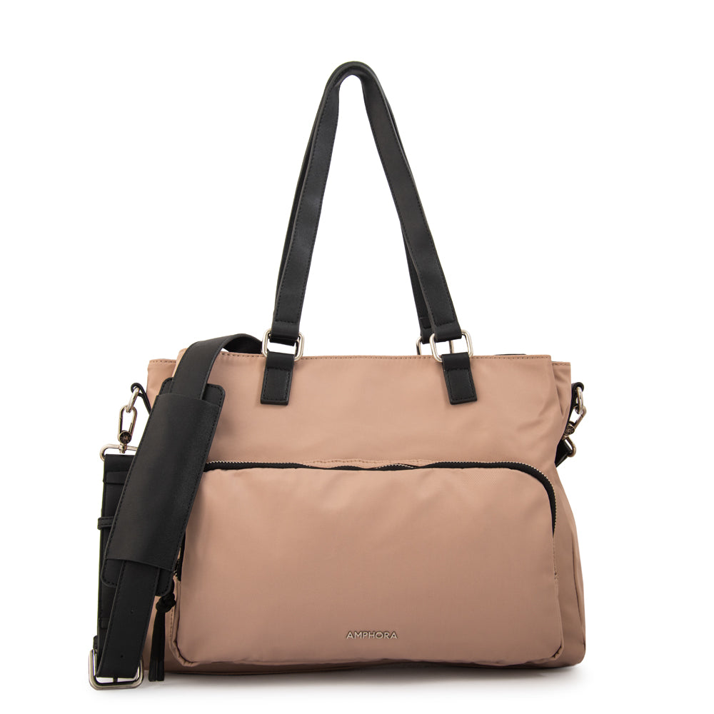 Cartera tote porta notebook aferdita beige