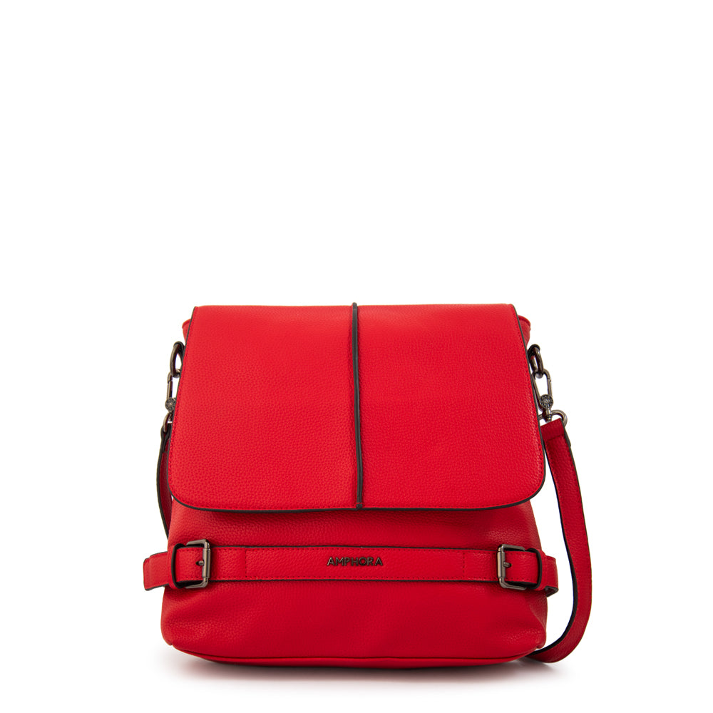 Cartera bandolera fiori pequeña rojo oscuro