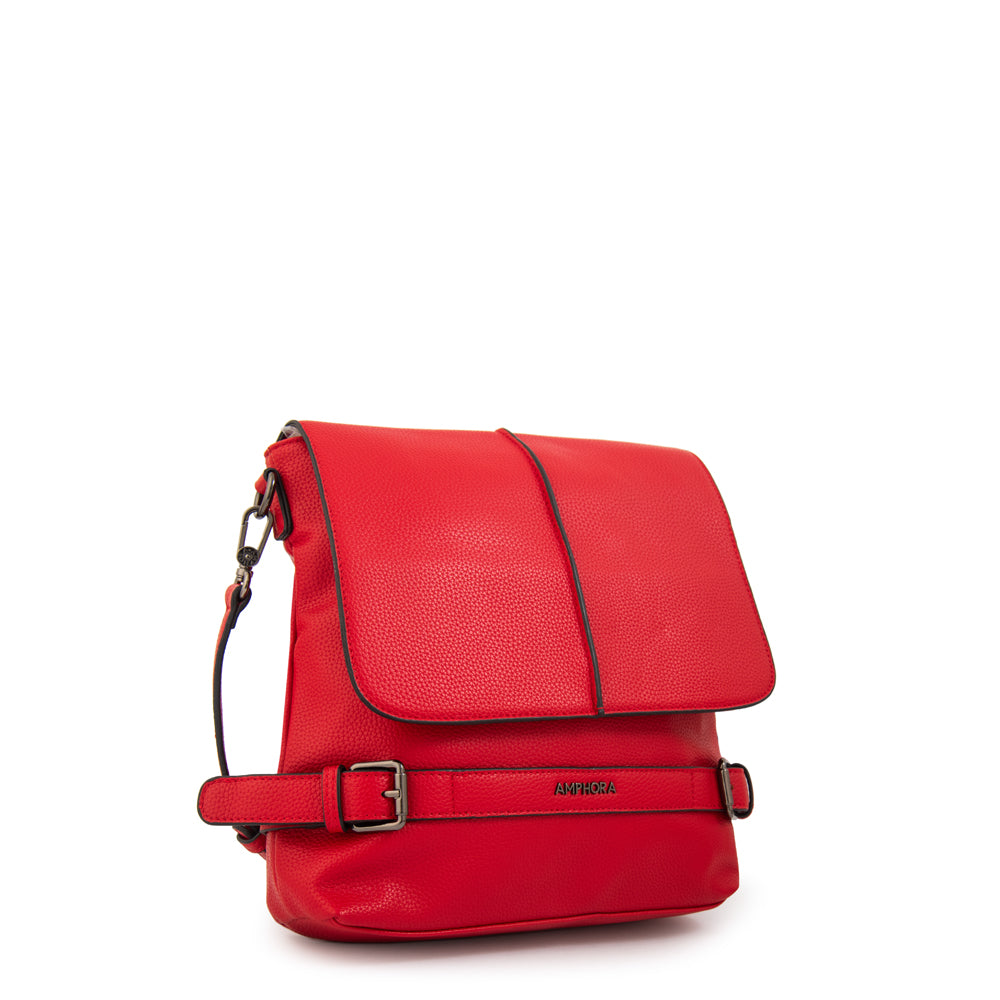 Cartera bandolera fiori pequeña rojo oscuro