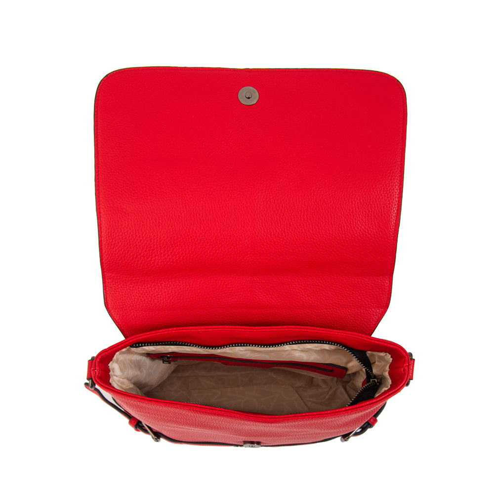 Cartera bandolera fiori pequeña rojo oscuro