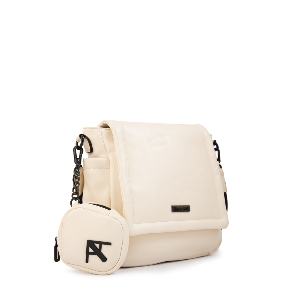 Cartera bandolera bogart mediana blanco crudo