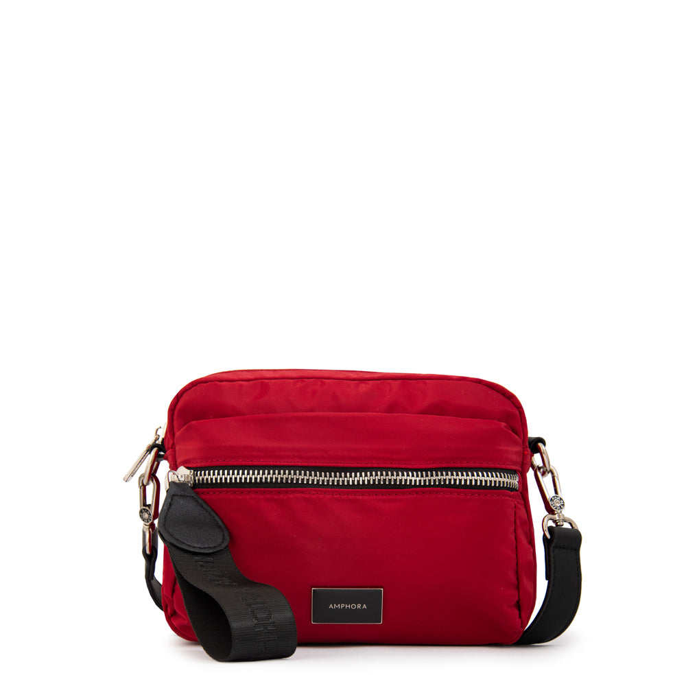 Cartera bandolera ornella pequeña rojo oscuro