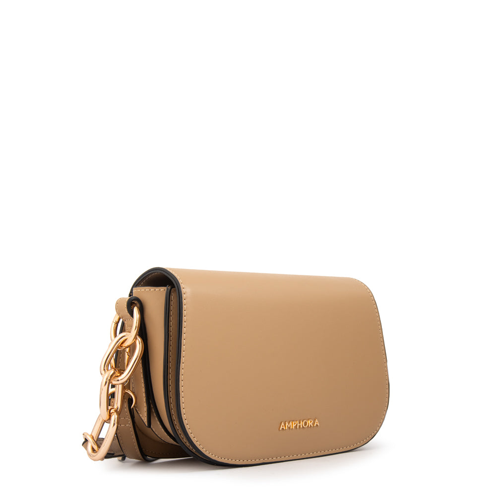 Cartera bandolera chiara mediana beige oscuro