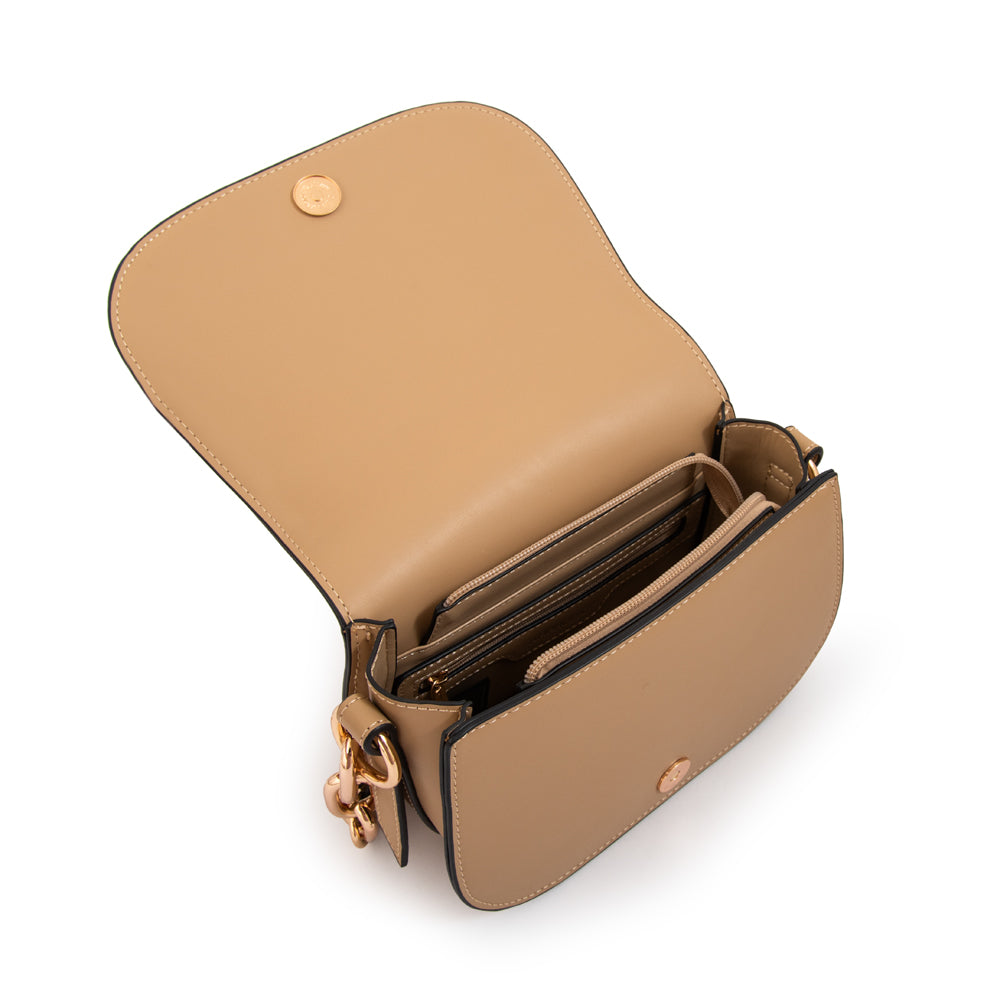 Cartera bandolera chiara mediana beige oscuro