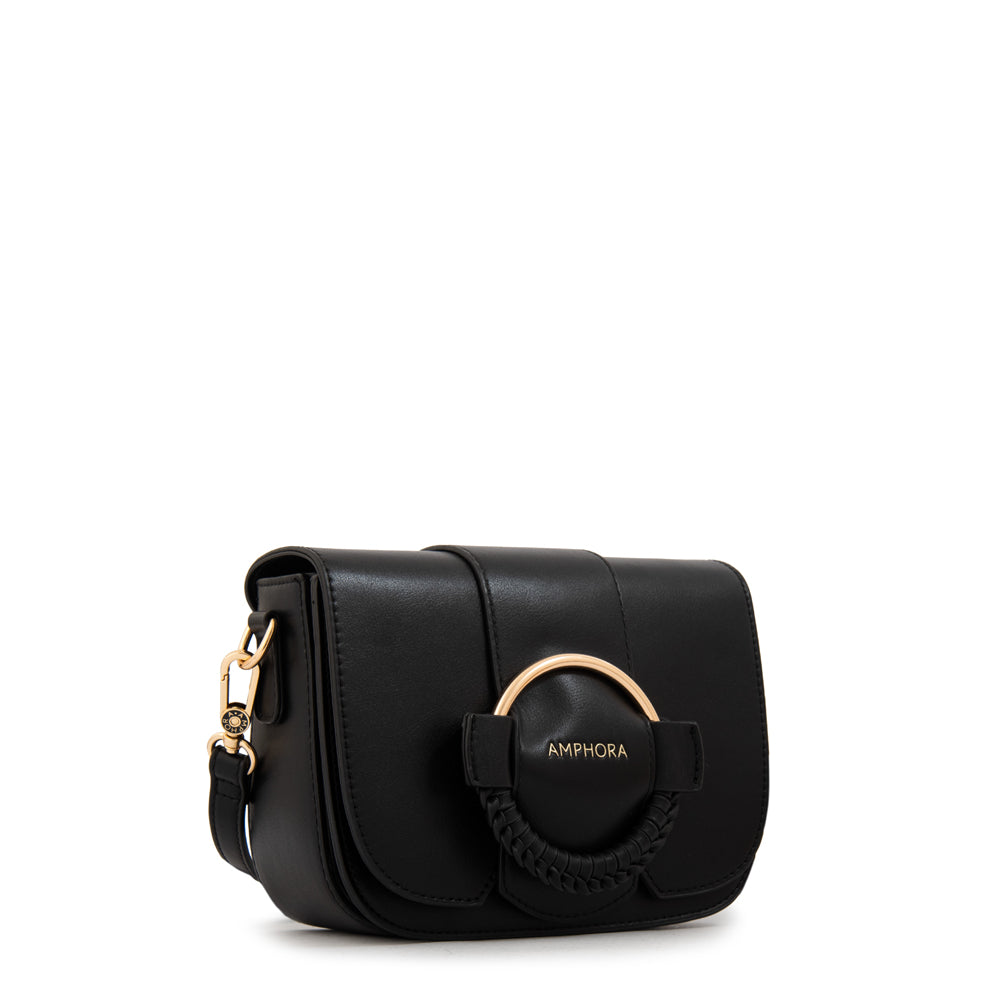 Cartera bandolera con tapa cecilia pequeña negro