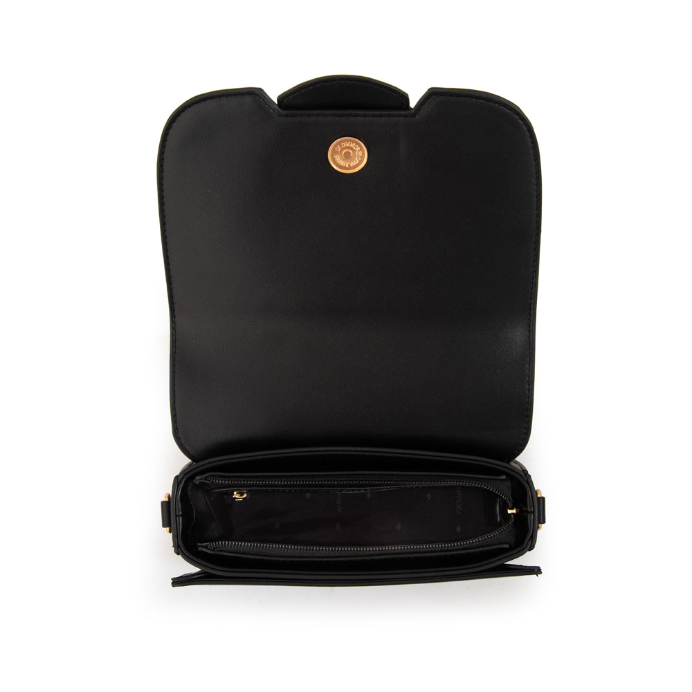 Cartera bandolera con tapa cecilia pequeña negro